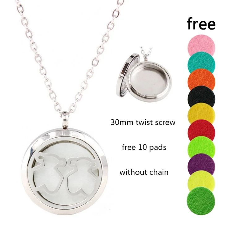 

Fashion Women Accessories New Little Bear Design Stainless Steel Locket Pendant Aromatherapy Essential Oil Diffuser Necklace, Multi