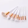 Beautiful White Brushes Super soft 8 pcs/set makeup brush kit soft synthetic head wood handle brushes