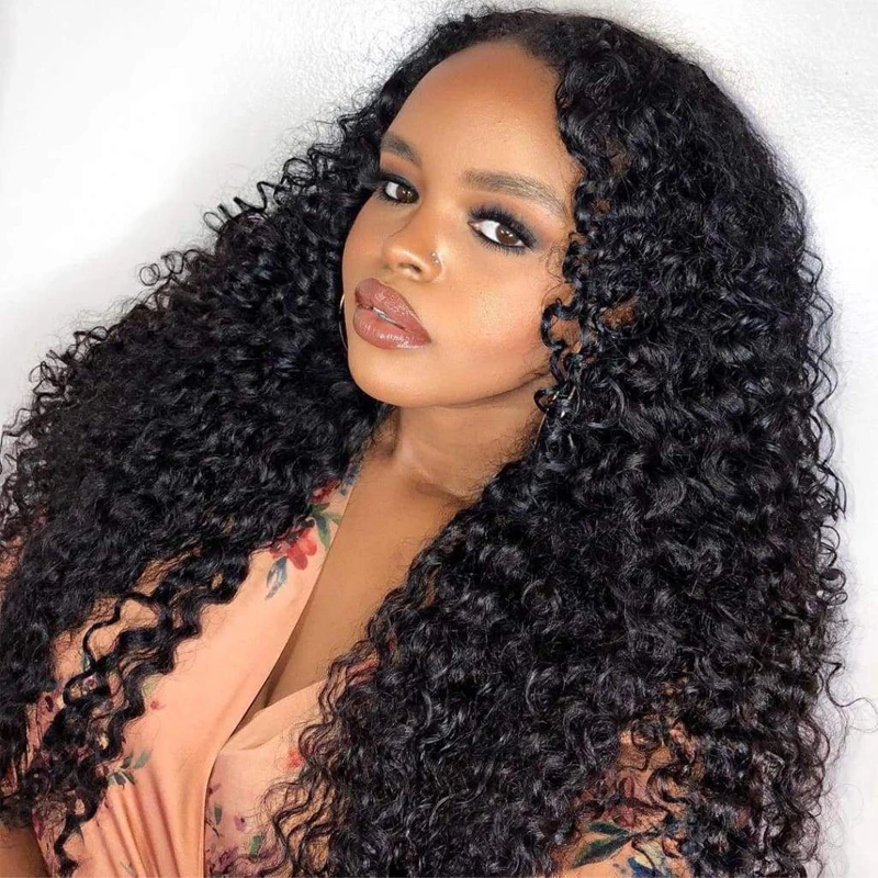 4X4 Lace Front Wigs Human Hair Brazilian Kinky Curly Wigs with Baby Hair 100% Virgin Human Hair Glueless Lace Wigs