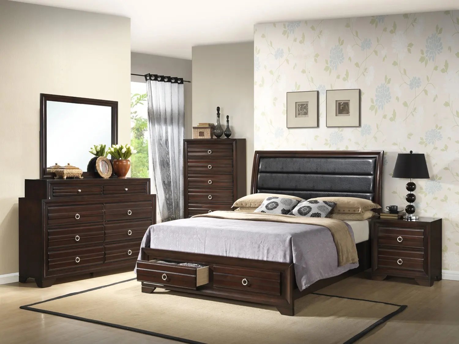 Home Source 50902063 Barcelona Collection Asian Hardwood Night Stand, 24.7 by 16.5 by 23.6-Inch, Espresso