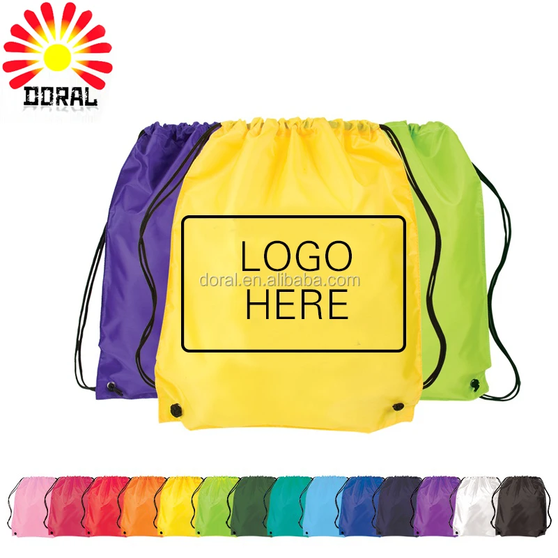 

Bulk Cinch Bag Kids Nylon String Backpack String 16 Colors Drawstring Backpack, Natural or customized