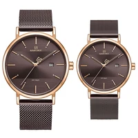 

NAVIFORCE Lover's Watches for Men and Women Fashion Simple Quartz Wristwatch waterproof date Clock Gold Couple Watch gift 2019