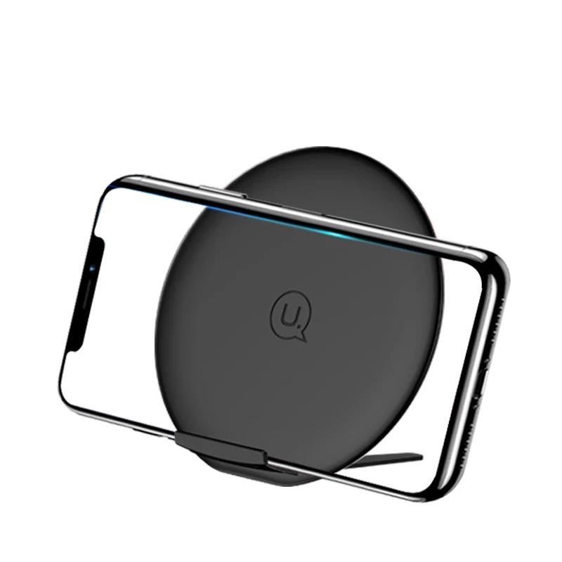 

USAMS US-CD33 10W Fast Charging Pad with Foldable Stand Wireless Mobile Phone Charger, White/red