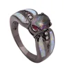 wholesale new black gold main stone zircon opal ring diamond engagement ring