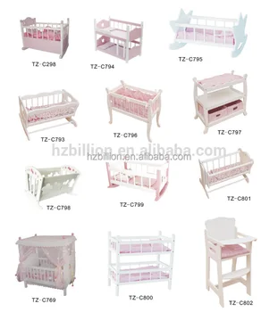 wooden doll cradle bedding