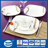 simple colored line decorated big size porcelain square dinner set 20pcs