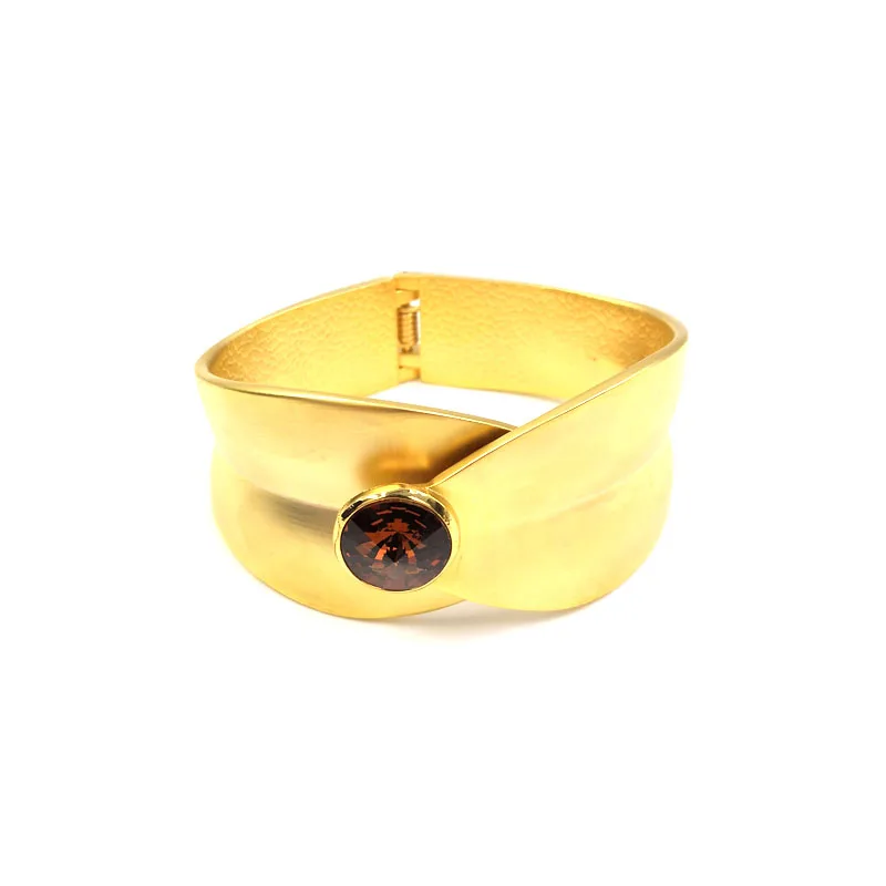 

yellow gold crystal costume bangle fine jewelry high quality statement chunky bangle jewelry free sample free shipping yiwu