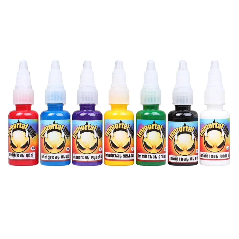 

High Quality 70units Immotrtal Tattoo Ink 7 Colors 0.5oz, Black;yellow;blue;red;purple;green;white