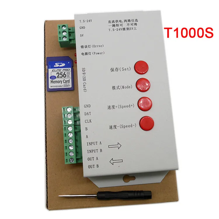 Addressable LED T1000S 128 SD Card Pixels Controller,DC5~24V,for WS2801 WS2811 WS2812B LPD6803 LED 2048 strip light lamp