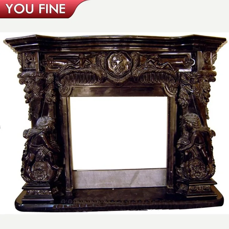 Classical Design Luxury Antique Black Marble Georgian Fireplace