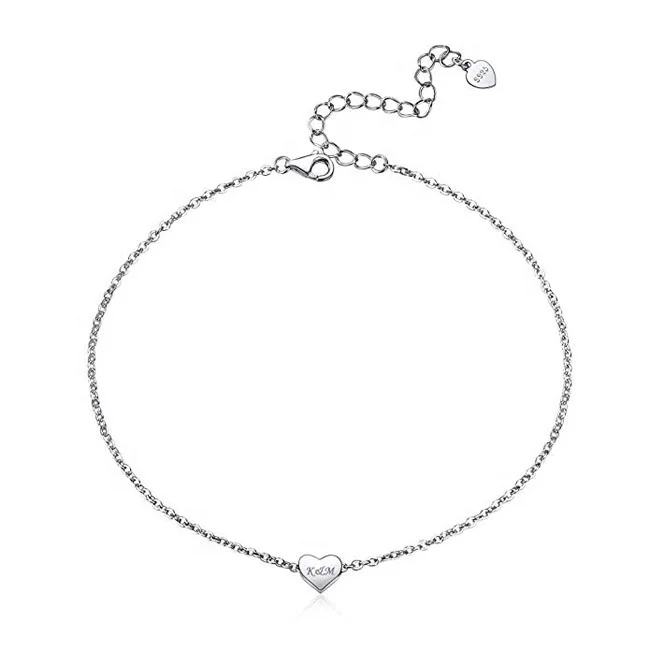 

Custom Heart Anklets for Women  Foot Ankle Bracelet Sterling Silver Jewelry