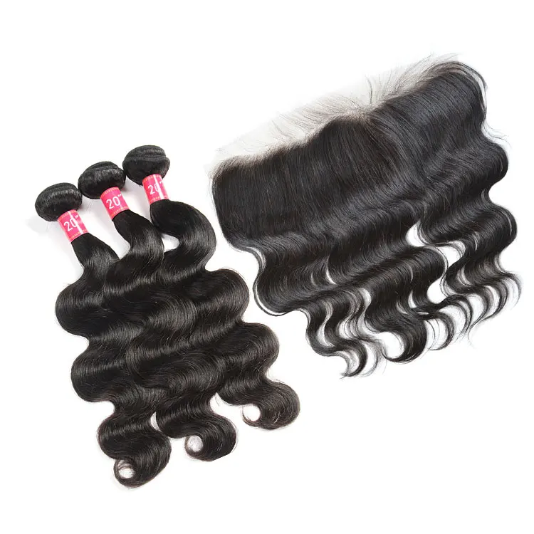 

Grade 10A Top Brazilian Virgin Hair,mink brazilian hair frontal with bundles, #1b or as your choice
