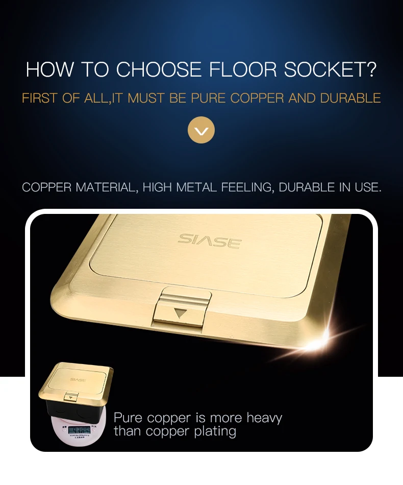 Waterproof Alloy Brass Pop Up Floor Outlet Mounted Universal Socket Box