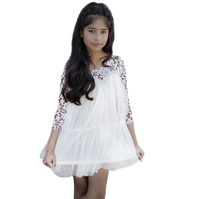 Kids Princess Girl Lace font b Fancy b font font b Dress b font Long Sleeve