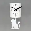 Metal Tin modern wall clock with cat for kitchen room decoration
