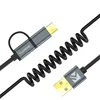 Free Shipping Fast Charging 2 in 1 USB Cable FLOVEME Spring Type C Micro USB Phone Charger Cable