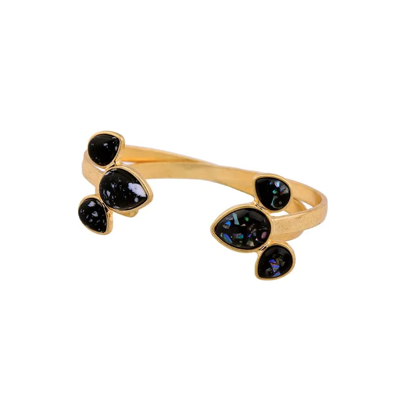 

sl00612 Fashion Jewelry Design Gold Color Alloy Synthetic Stone Geometric Cuff Bracelet Bangles 2019