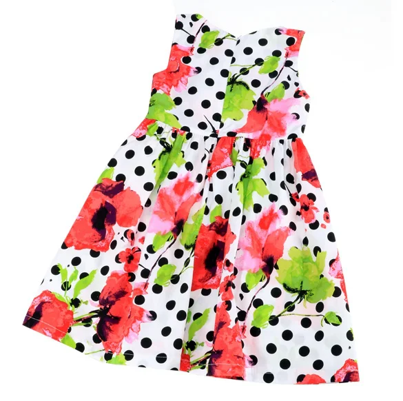 New Fashion Kids Girl s Polka Dot Floral Sleeveless Square Neck font b Fancy b font