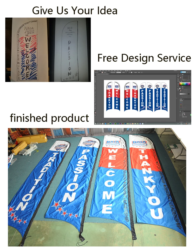 Outdoor Advertising Promotion Teardrop Feather Flying Beach Flag Banner kits