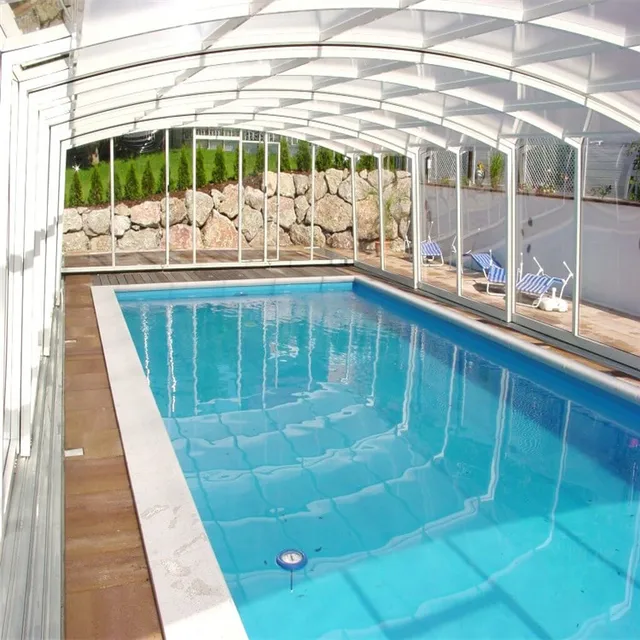 Cubierta Retractil Para Piscina Para Exteriores Buy Techo De Vidrio De Construccion Retractil De Vidrio Techo Cubierta De Techo Hojas Product On Alibaba Com