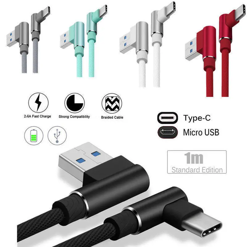 Wholesale Gaming L Shape 2M 90 Degree Bend Head Fast Charging USB Charger Cable for iPhone 8
