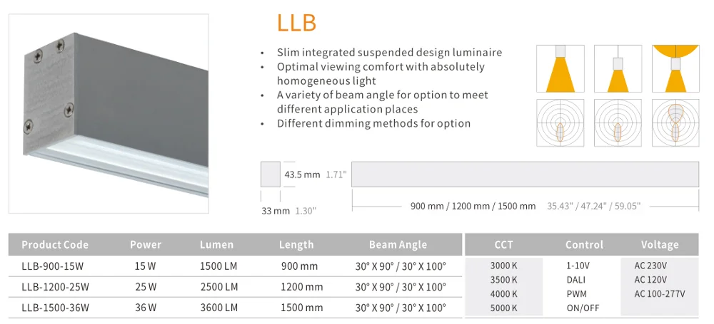 4ft 5ft Up And Down Emitting Linkable Linear Led Pendant Light - Buy ...