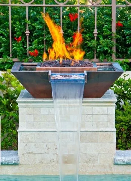 Corten Steel Garden Fire Pit Water Fountain Combo - Buy Corten Steel