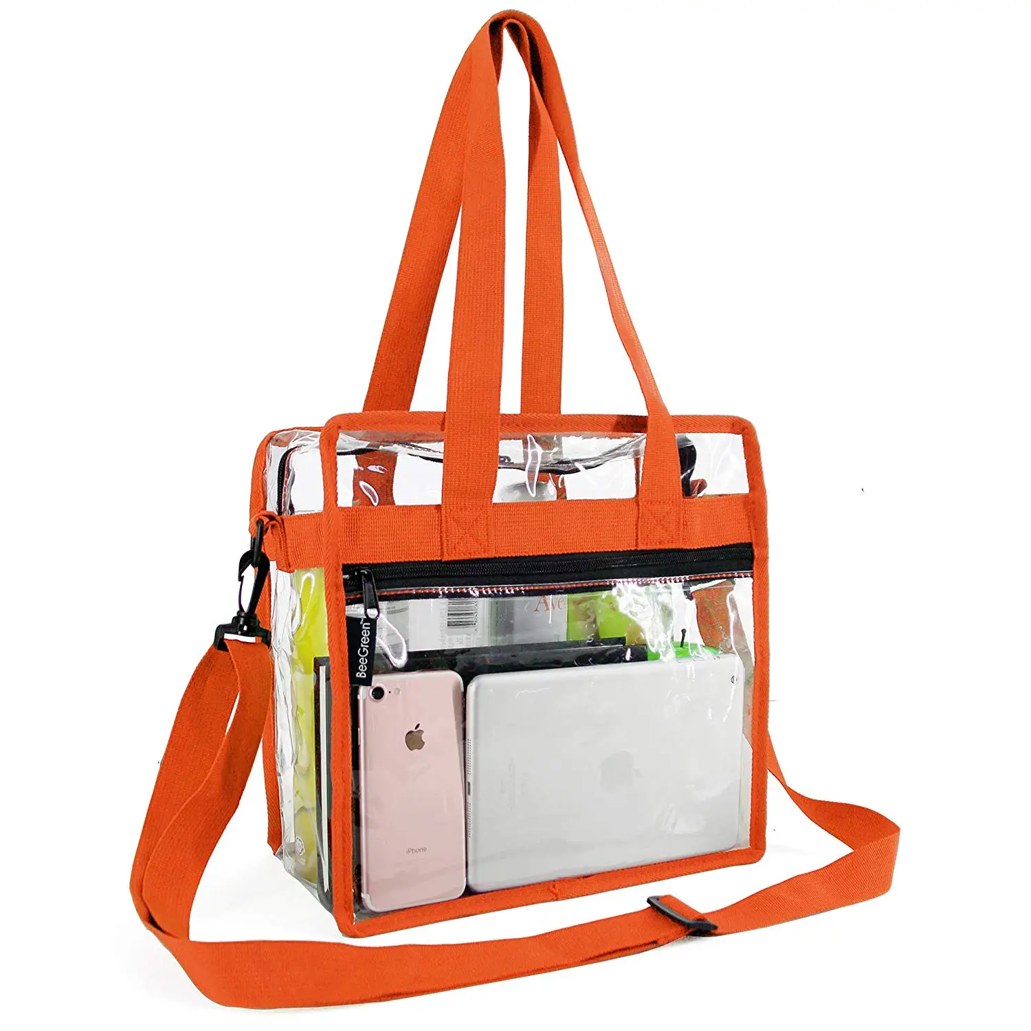 Clear Bags Front Pocket And Shoulder Carry Handles Security Approved Travel & Gym Vinyl Zippered