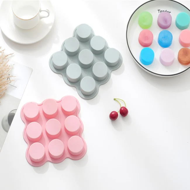 
100% Custom silicone soap molds 9 even silicone soap molds small cylindrical DIY baking dessert mold 