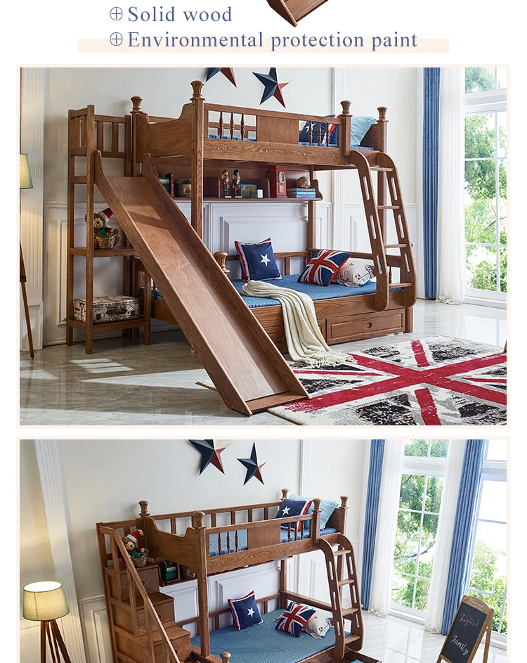 2018 New Design Wooden Bunk Bed Pull Down Wooden Wood Double Bunk Bed