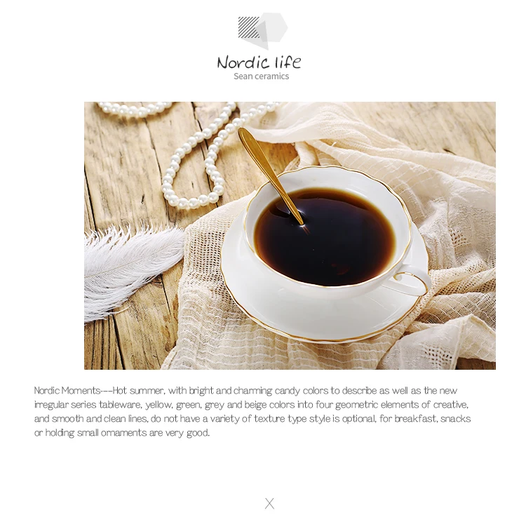 Bone china English afternoon tea coffee cup and saucer with gold rim handmade high-end gift box set