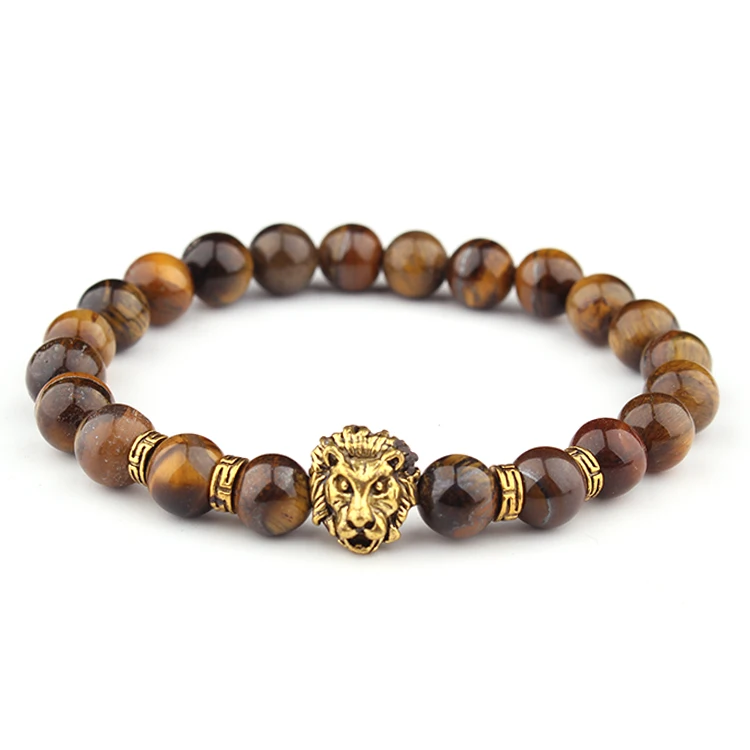 

Fashion Lion Head Bracelet Buddha beads Bracelets Bangles Charm Natural Stone Bracelet For Men Women Bead Jewelry