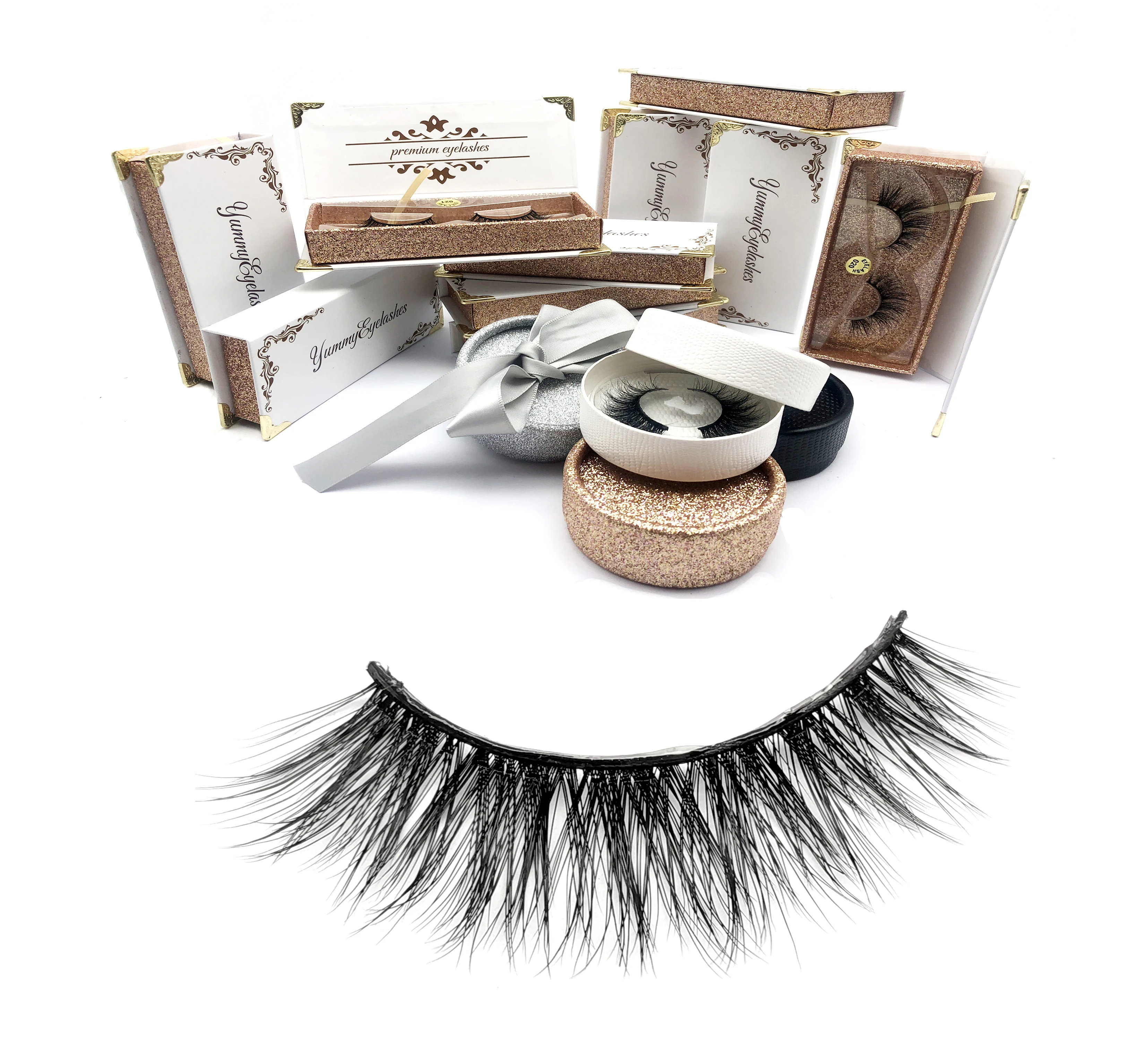 

Private Label Synthetic False Eyelashes 3D Silk Lashes, Natural black