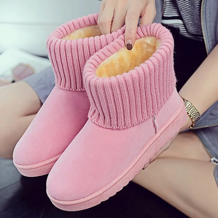 

Hot sale woman plush warm anti season round head Middle shoes winter snow boots, Black,brown,pink,gray