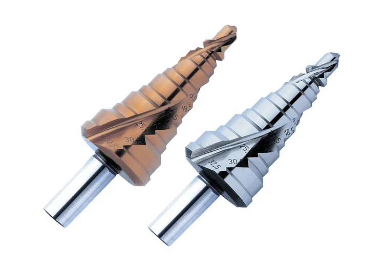 Metric Size Three Flats Shank Spiral Flute HSS Step Drill Bit with Chip Breaker for Cable Connections