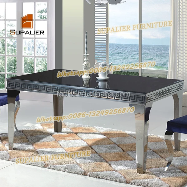 European Classic Stone Table Tops Dining Table Legs Stainless