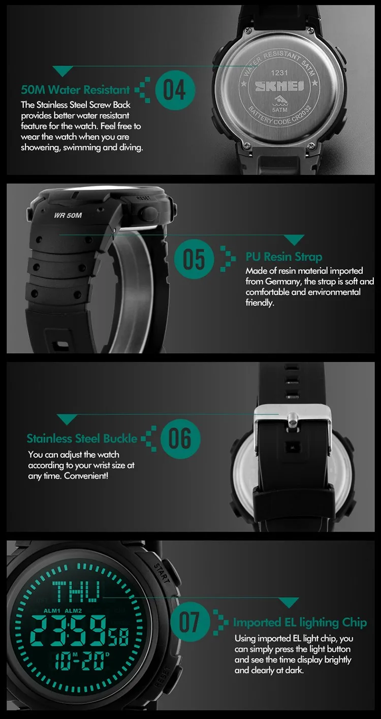skmei model 1231 compass watch user manual