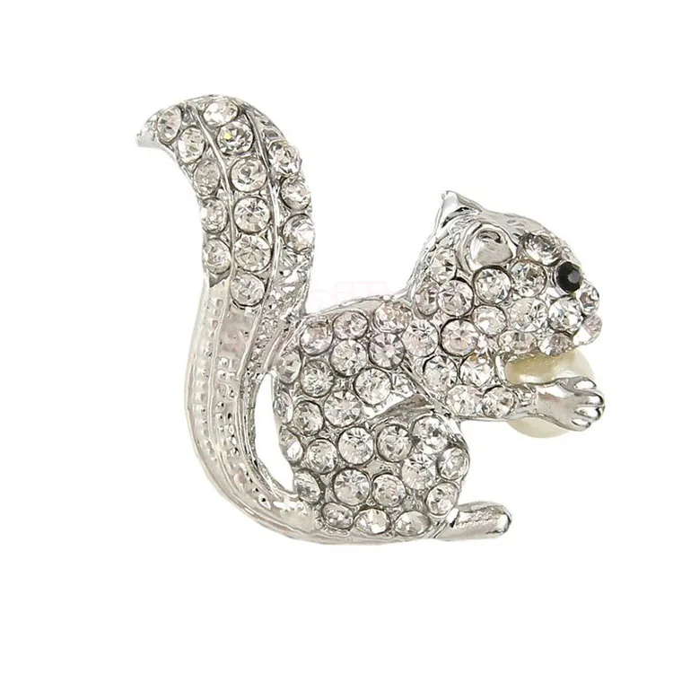 

Free Shipping Crystal Squirrel Brooch Rhinestone Animal Squirrel Brooch Pin, Clear