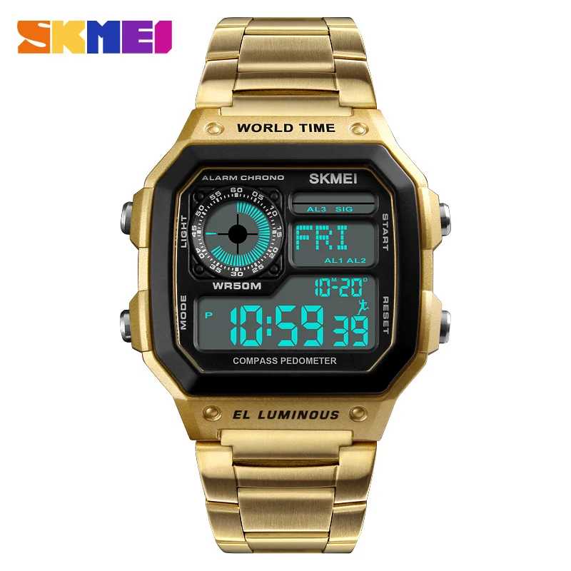 

Skmei 1382 Top Brand Gold New Products Digital Sport Watches Jam Tangan Waterproof Multifunction Smart Watch, N/a