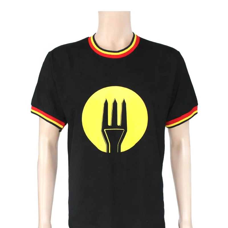 

plain round neck promotional custom printing t-shirt, Black