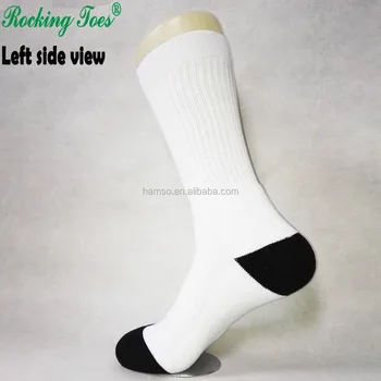White Blank 100 Polyester Socks For Sublimation With Black Toe And ...