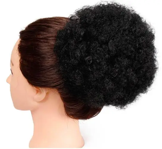 

DEKEY beauty Synthetic Puff Afro Short Kinky Curly Chignon Hair Bun Drawstring Ponytail Wrap Hairpiece Hair Extensions, As picture