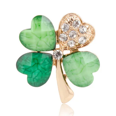 

2019 vintage Crystal Colorful Clover Brooch Pin Fashion Dress Coat Accessories Cute jewelry, Picture