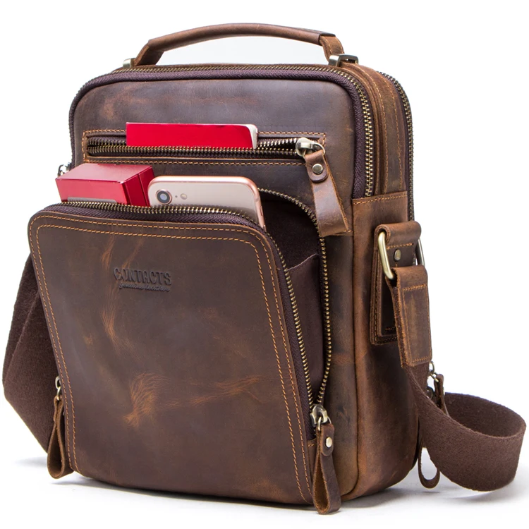 

dropshipping contact's genuine leather men cross body messenger bag custom