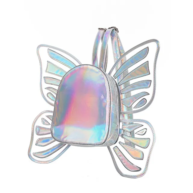 

2022 New transparent lady girls bag fashion holographic Wings Mini backpack, Customized color