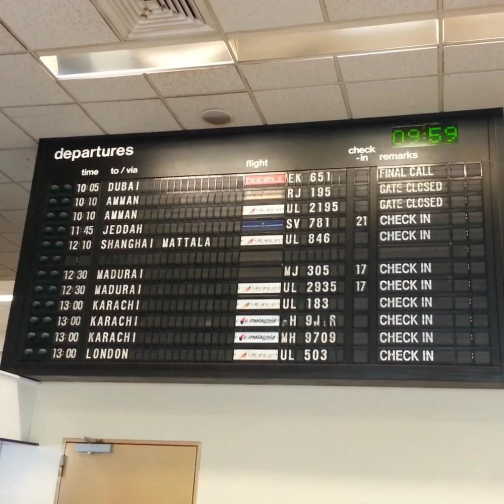 
railway station split-flap display arrival/departure board 