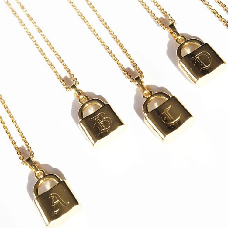 New Fashion Gold Plated Jewelry Stainless Steel Gothic Personalised Lock Necklace