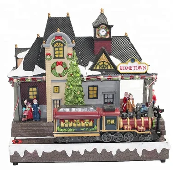 Promotional Plastic Handicrafts Led Lighted Christmas Village House ...