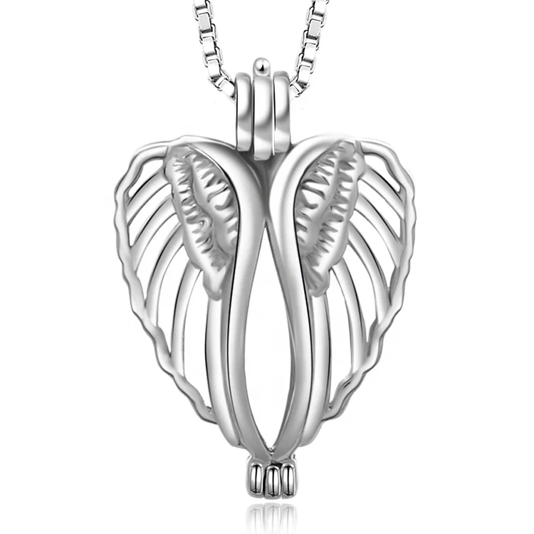 

Wholesale Pearl Party S925 Sterling Silver Angel Wing Pearl Cage Pendant