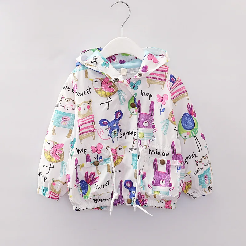 

Girls coat windbreaker baby doodle rabbit windproof jacket sunscreen clothing, As picture